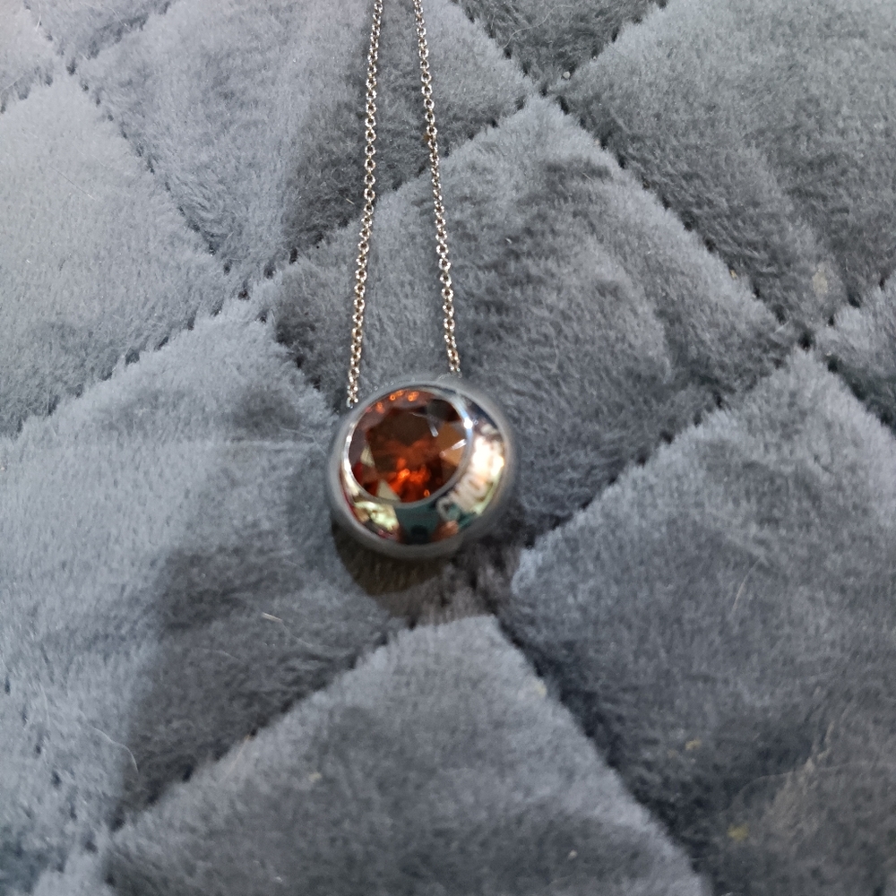 Elegant CHOICE Stainless Steel Necklace with Red Gemstone